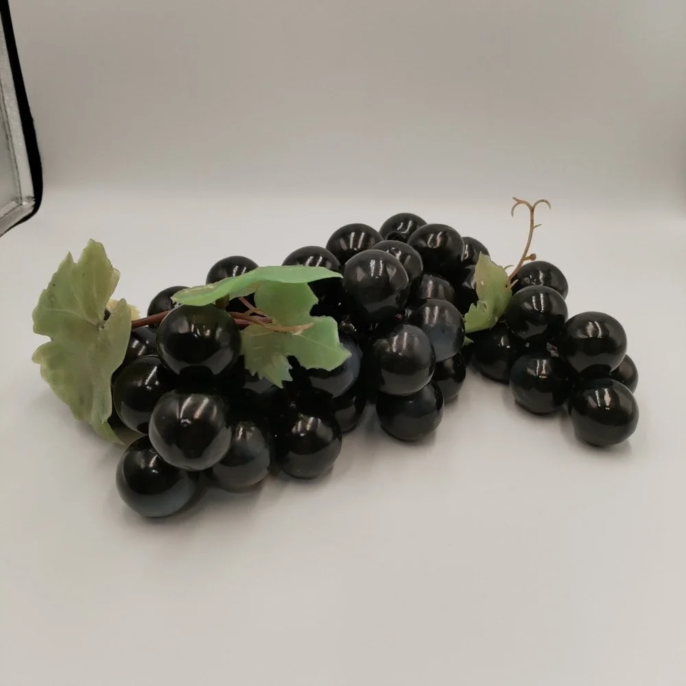 Vintage Flexible Rubber Vinyl Grape Bunch Dark Purple Black Table Decor 14 Inch